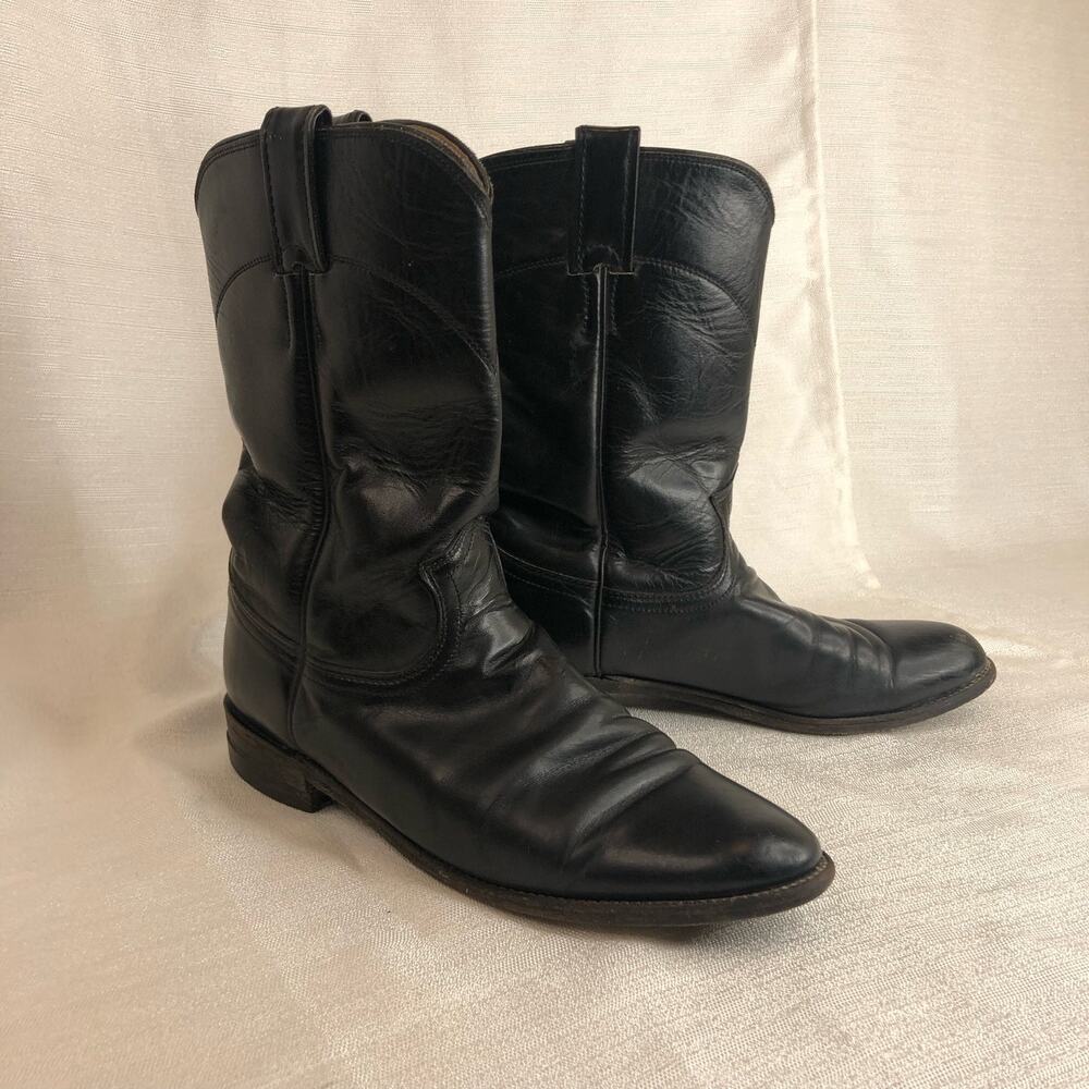 Justin Black Western Cowboy Boots